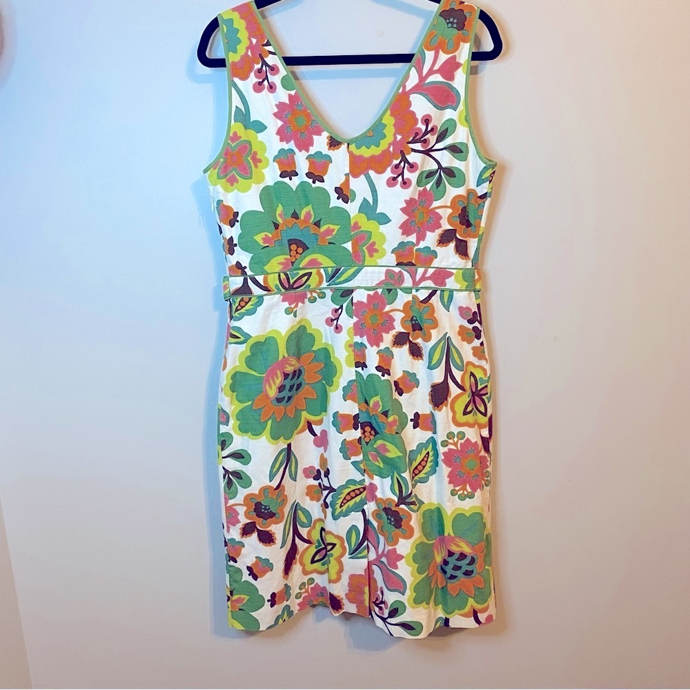 Boden Floral Mini Dress - Green and Pink Size 10 - Picture 3 of 8